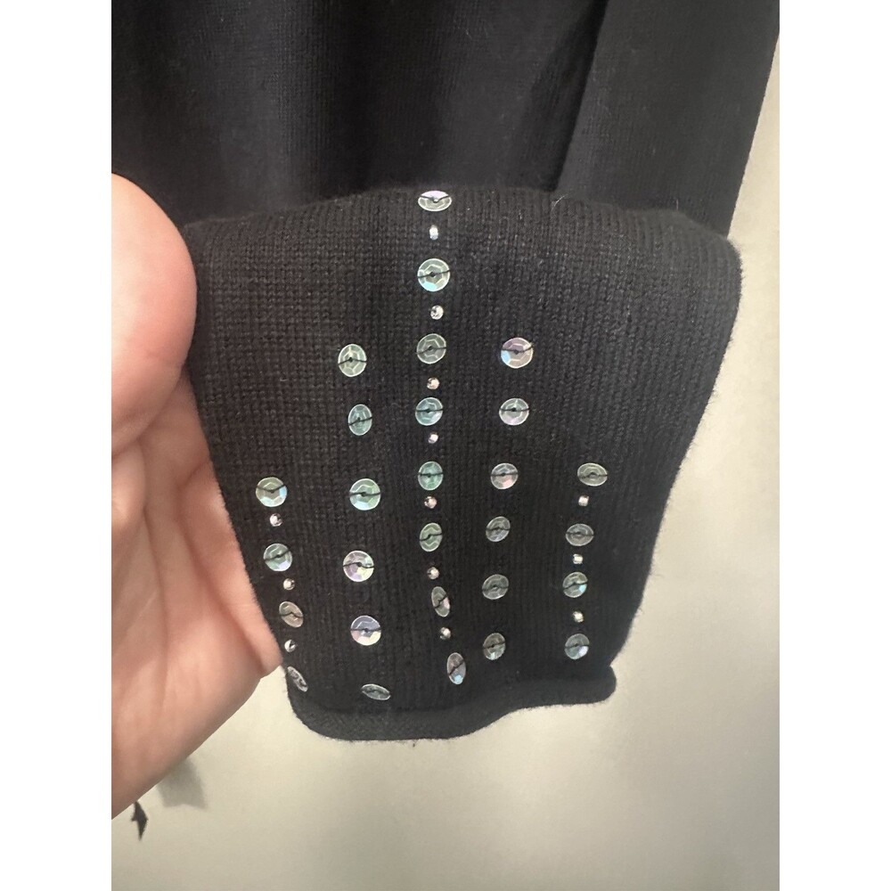 Tommy Hilfiger Sweater Size Small Black With Sequins Wrap Sweater - Picture 5 of 5